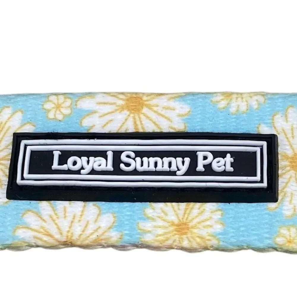 NWOT New Loyal Sunny Pet Dog Collar w/ Buckle Blue/Yellow Flowers M/L